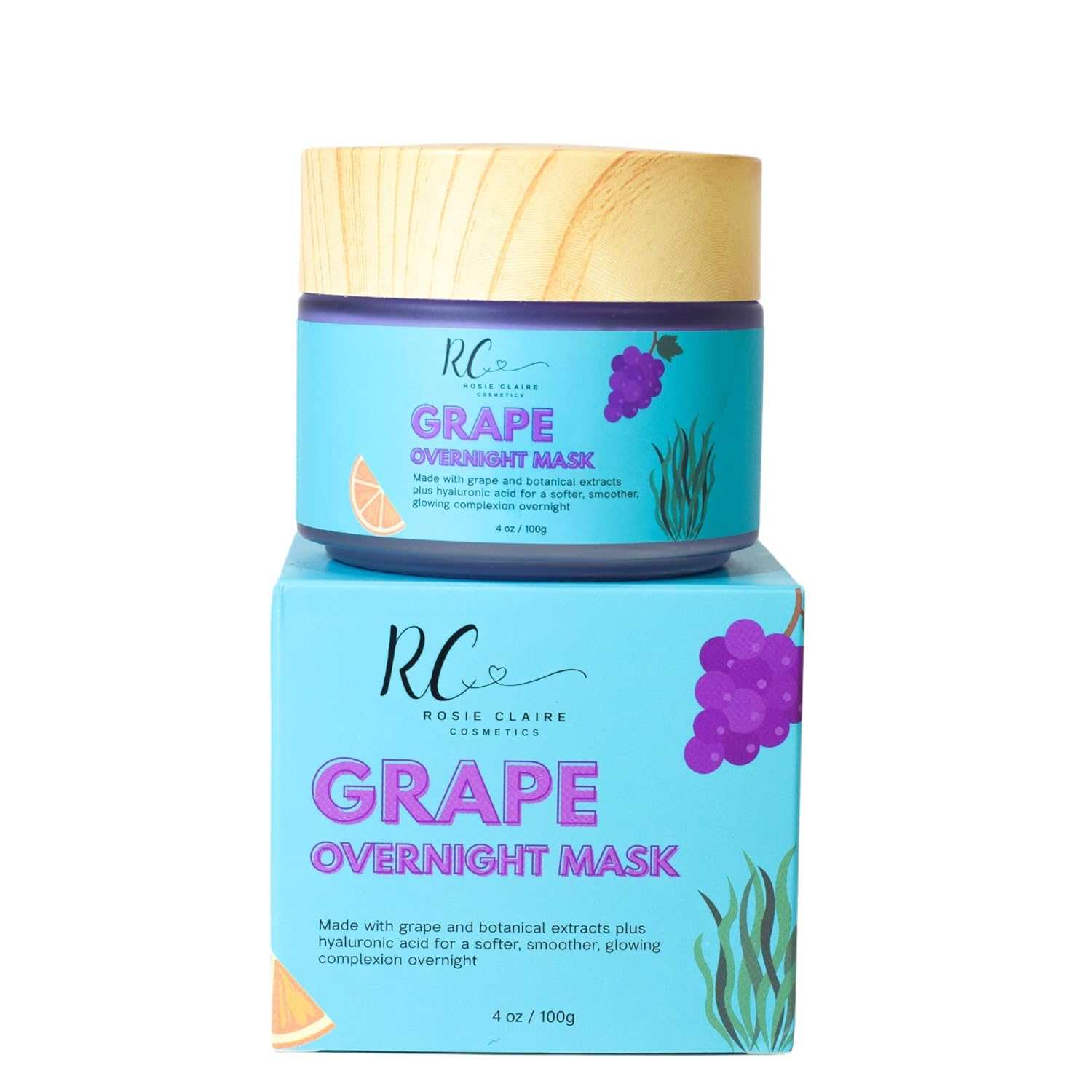 Rosie Claire Cosmetics - Grape Overnight Hydrating Antioxidant Vitamin C Hyaluronic Acid Sleeping Facial Mask 4oz